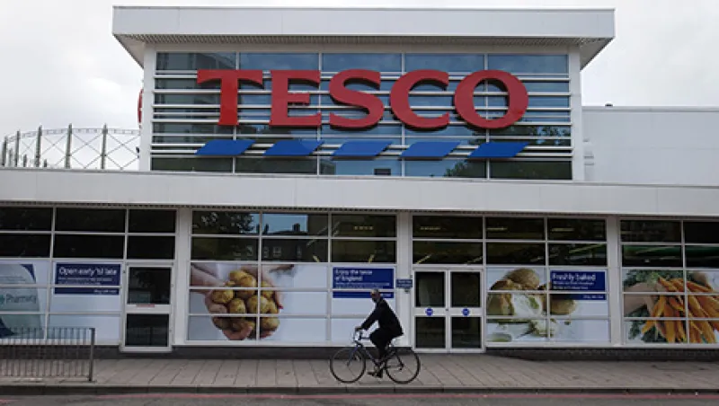 A Tesco Supermarket As The Group Announces Their First Profit Decline In Almost Two Decades